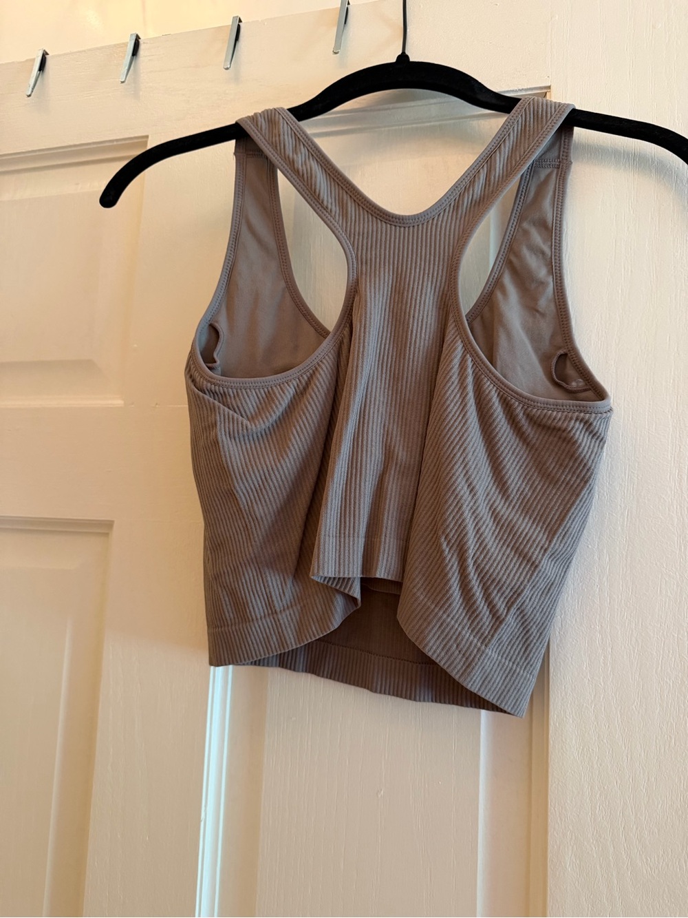 Amazon Ribbed Racerback Tank Top - Taupe - Picture 2 of 3